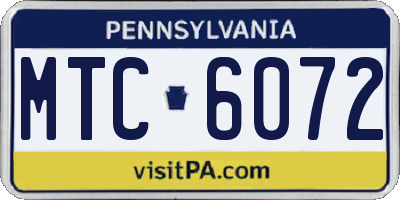PA license plate MTC6072
