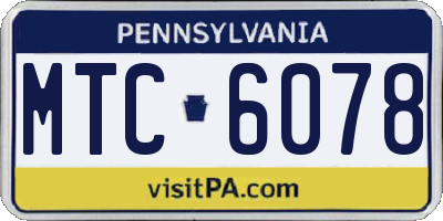PA license plate MTC6078