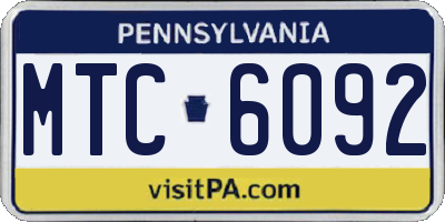 PA license plate MTC6092