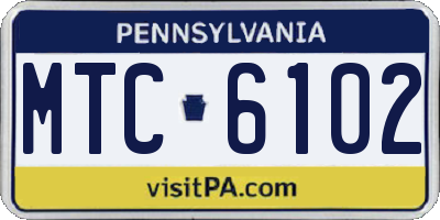 PA license plate MTC6102