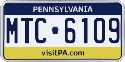 PA license plate MTC6109