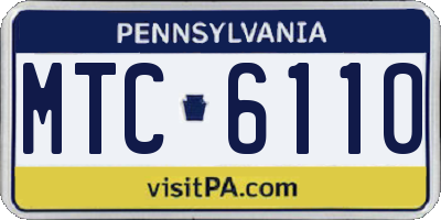 PA license plate MTC6110