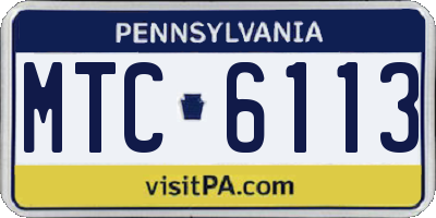 PA license plate MTC6113