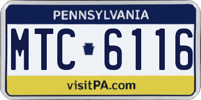 PA license plate MTC6116
