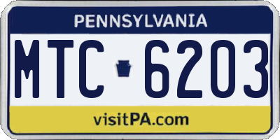 PA license plate MTC6203