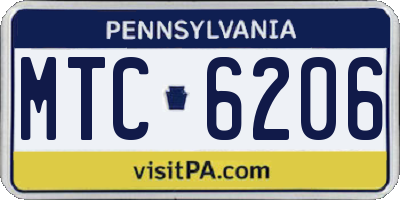 PA license plate MTC6206