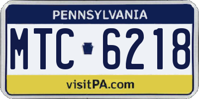 PA license plate MTC6218