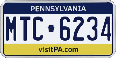 PA license plate MTC6234