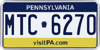 PA license plate MTC6270