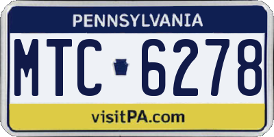 PA license plate MTC6278