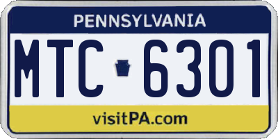 PA license plate MTC6301