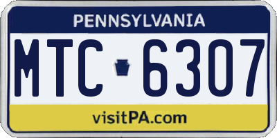 PA license plate MTC6307