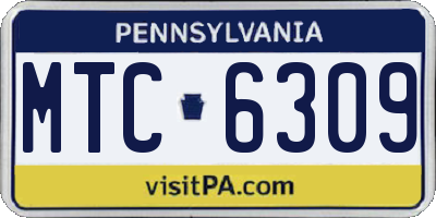 PA license plate MTC6309