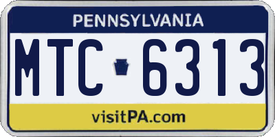 PA license plate MTC6313