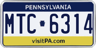 PA license plate MTC6314