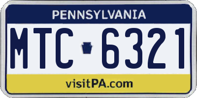 PA license plate MTC6321