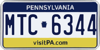 PA license plate MTC6344