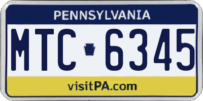 PA license plate MTC6345