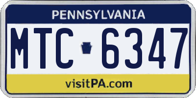 PA license plate MTC6347