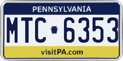 PA license plate MTC6353