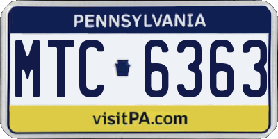 PA license plate MTC6363