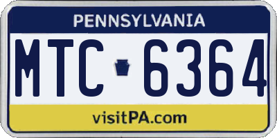 PA license plate MTC6364