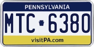 PA license plate MTC6380