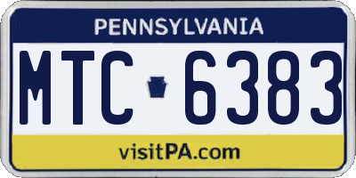 PA license plate MTC6383