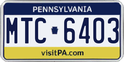 PA license plate MTC6403