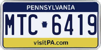 PA license plate MTC6419
