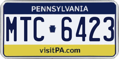 PA license plate MTC6423