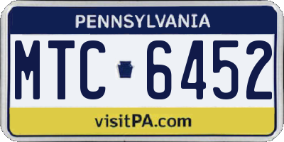 PA license plate MTC6452