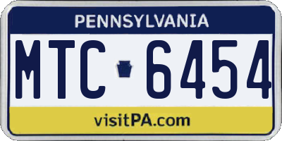 PA license plate MTC6454