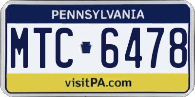 PA license plate MTC6478