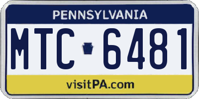 PA license plate MTC6481