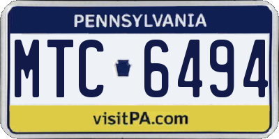 PA license plate MTC6494