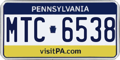 PA license plate MTC6538