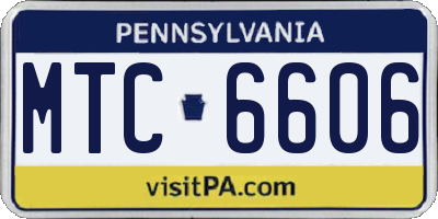 PA license plate MTC6606