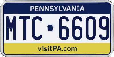 PA license plate MTC6609