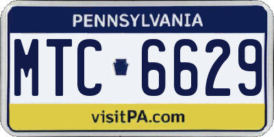 PA license plate MTC6629