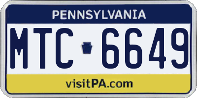 PA license plate MTC6649