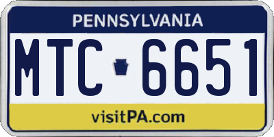 PA license plate MTC6651
