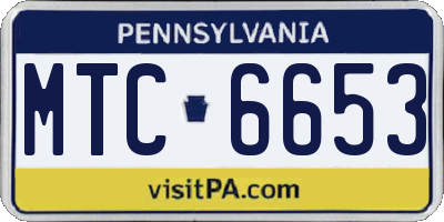 PA license plate MTC6653