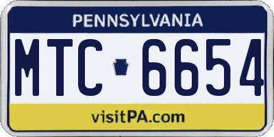 PA license plate MTC6654