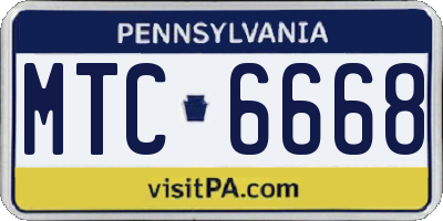 PA license plate MTC6668