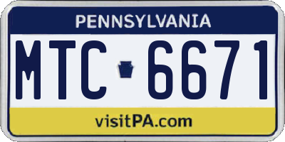 PA license plate MTC6671