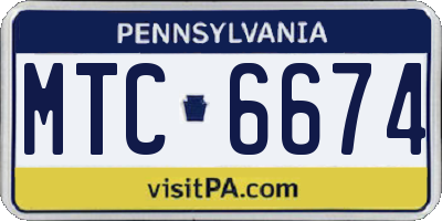 PA license plate MTC6674