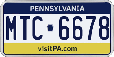 PA license plate MTC6678