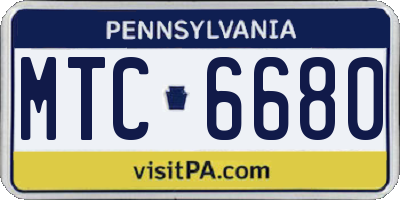 PA license plate MTC6680