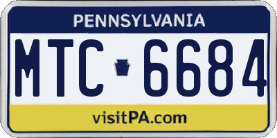 PA license plate MTC6684